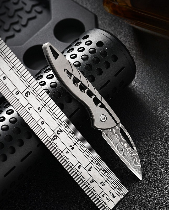 Mini Damascus Folding Knife