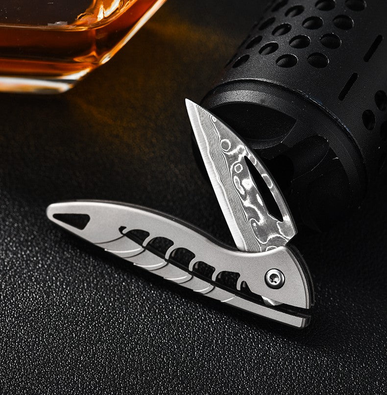 Mini Damascus Folding Knife